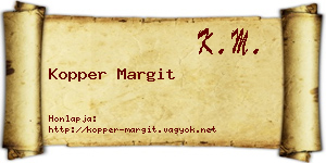 Kopper Margit névjegykártya